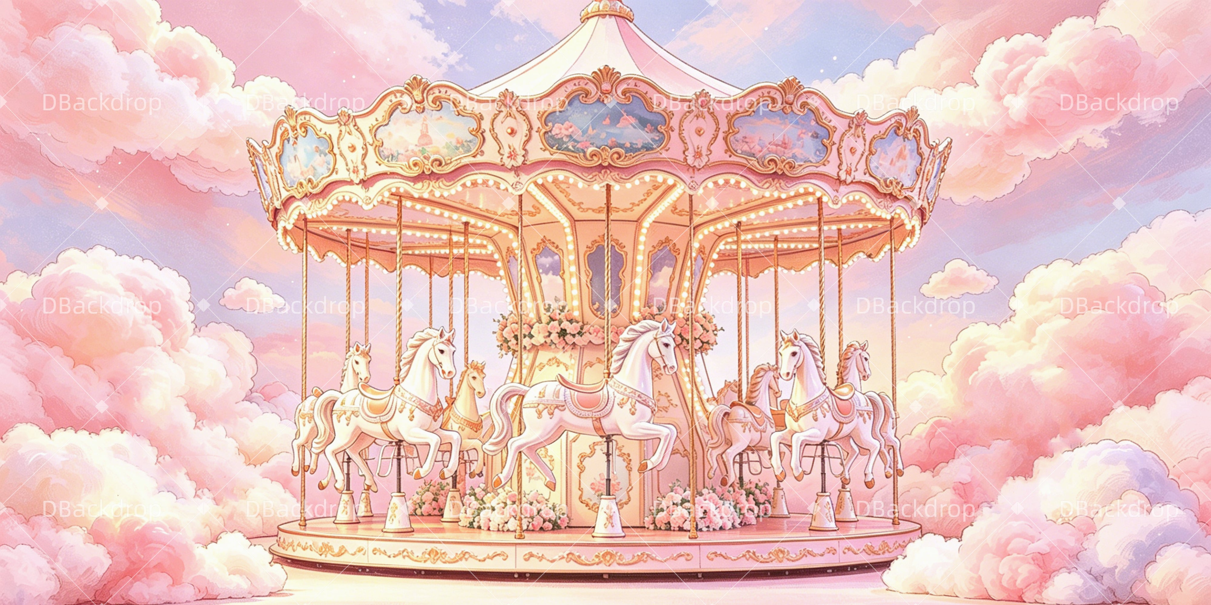 Trilogy Tour Backdrops Pink Carousel Fantasy Cloud VBS Backdrops UK GQ64-T11