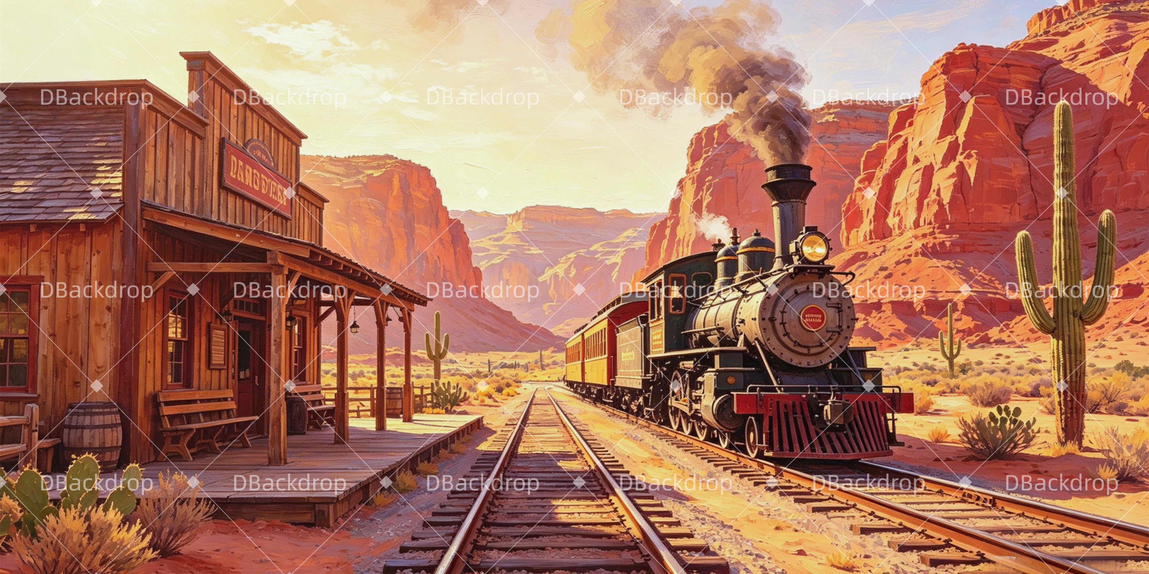 Wonder Junction Backdrop Desert Train Station Escape VBS Backdrop UK GQ64-T12