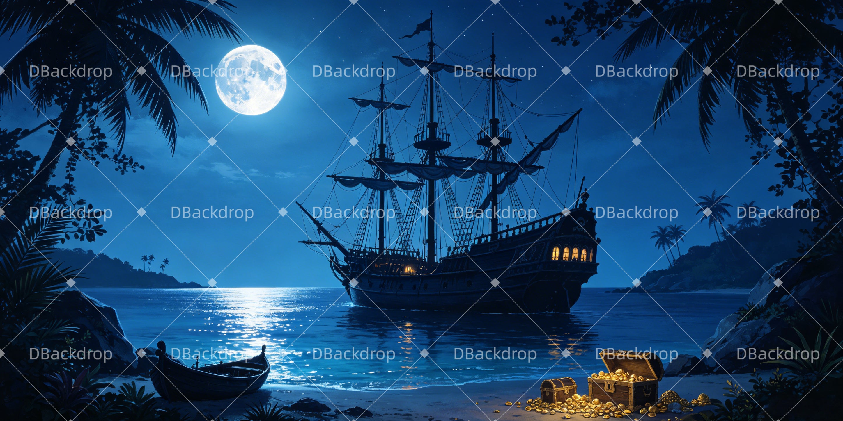 Professional Stage Backdrops Pirate Cove Movie Theater Backdrop UK GQ65-T101