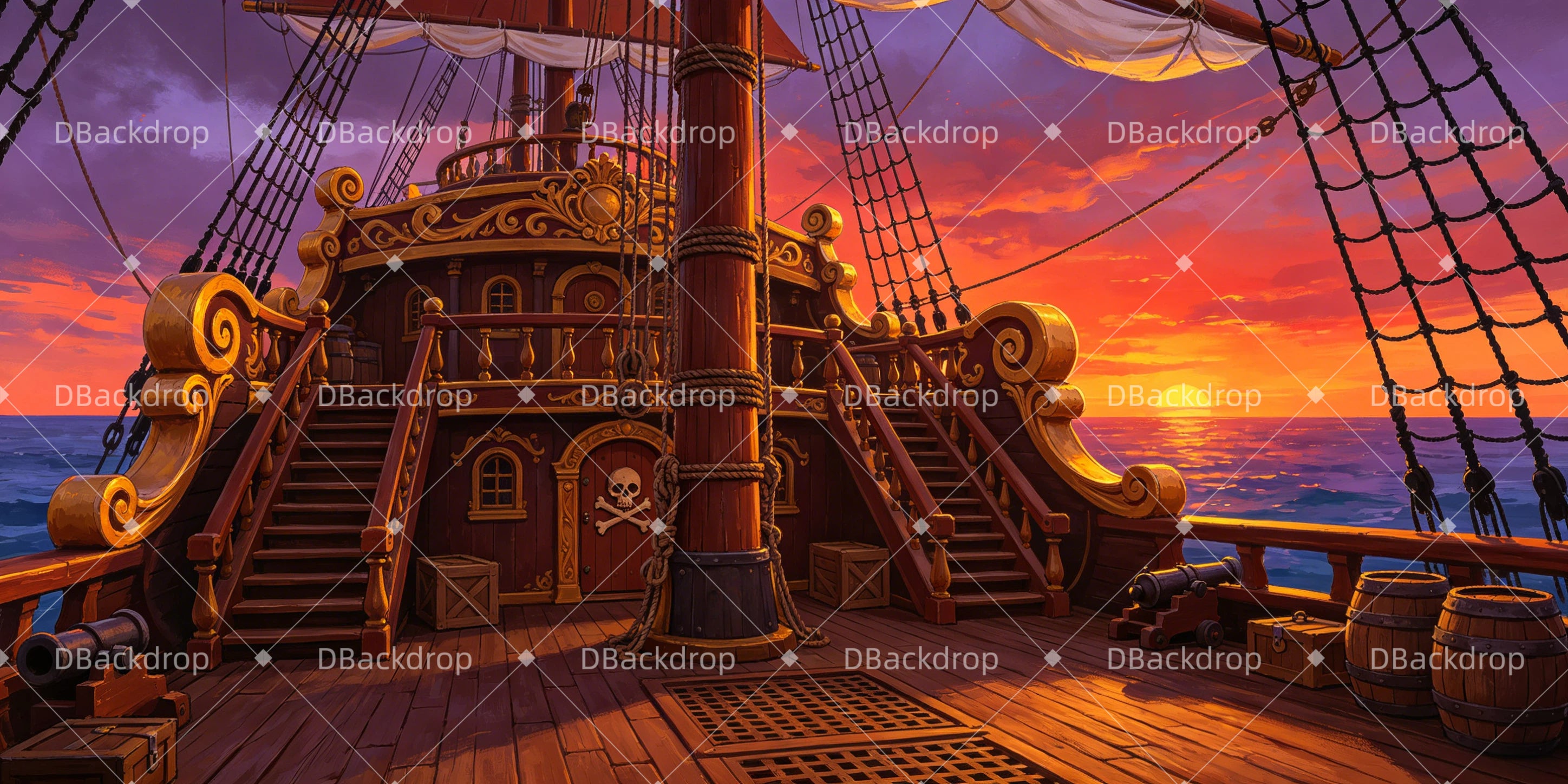 Large Stage Backdrops Pirate Ship Deck Movie Theater Backdrop UK GQ65-T103