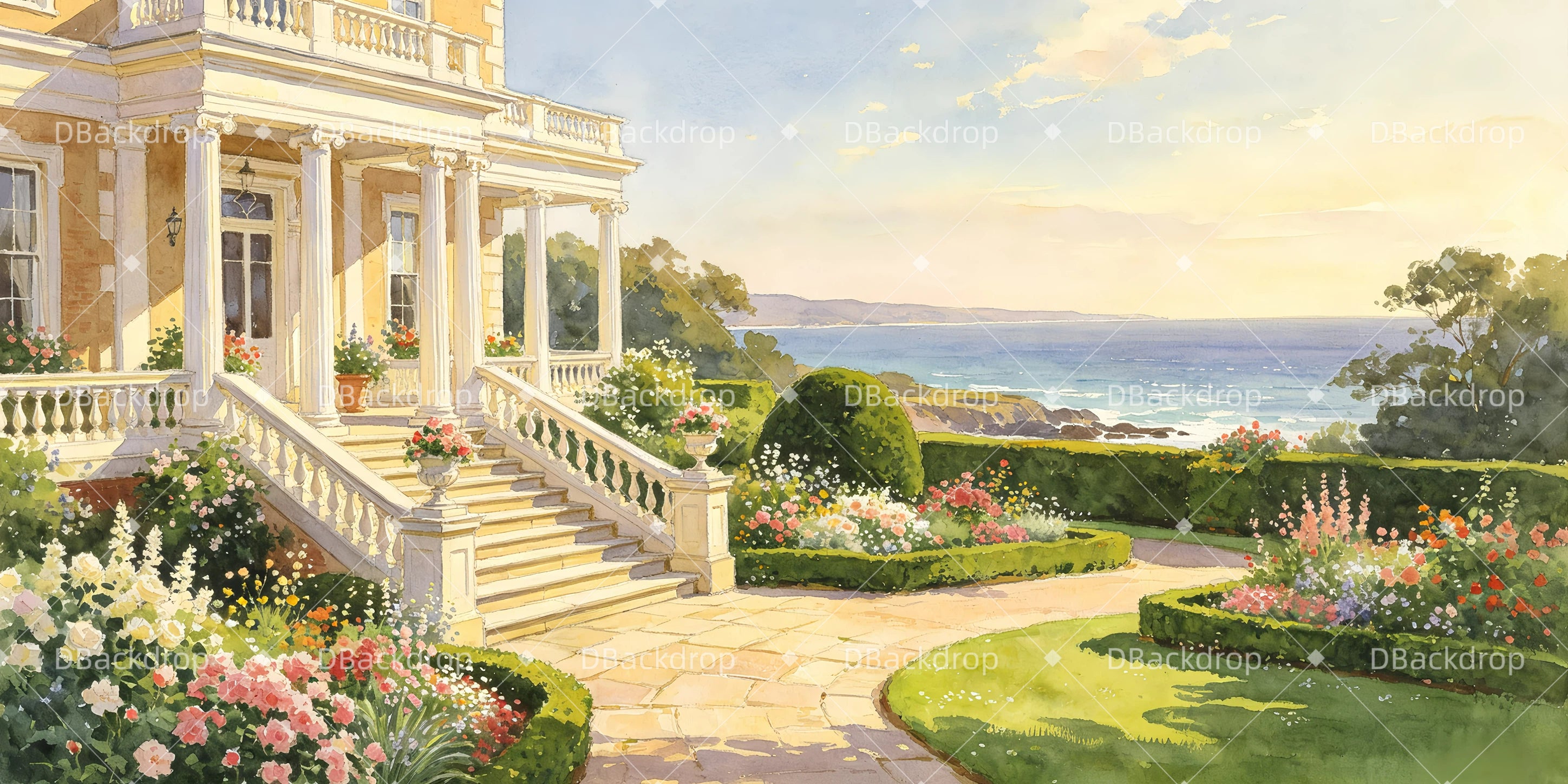 Stage Backdrops Victorian Manor Exterior School Play Backdrops UK GQ65-T105