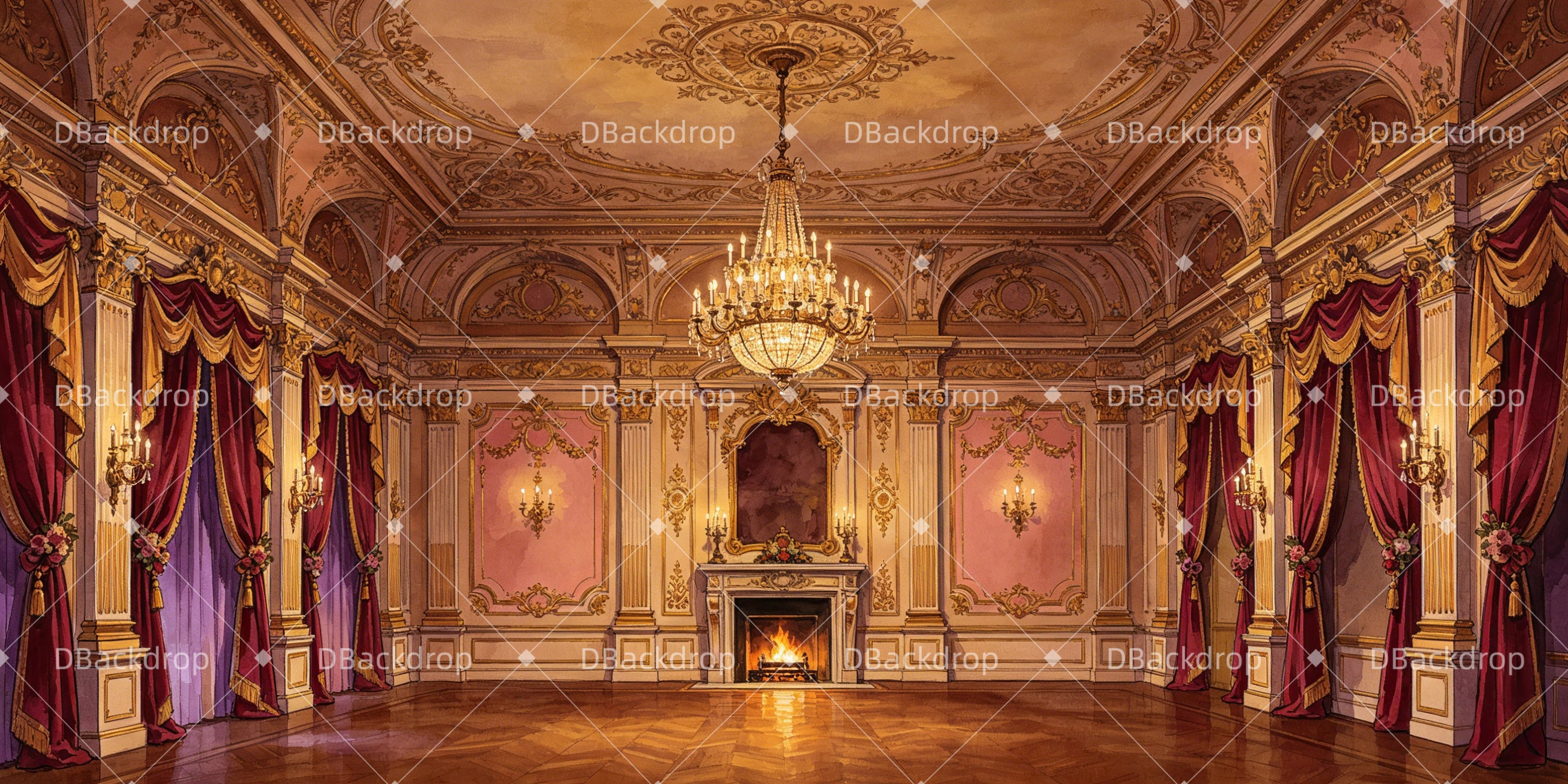 Dance Recital Backdrops Palace Ballroom Theater Backdrop UK GQ65-T26