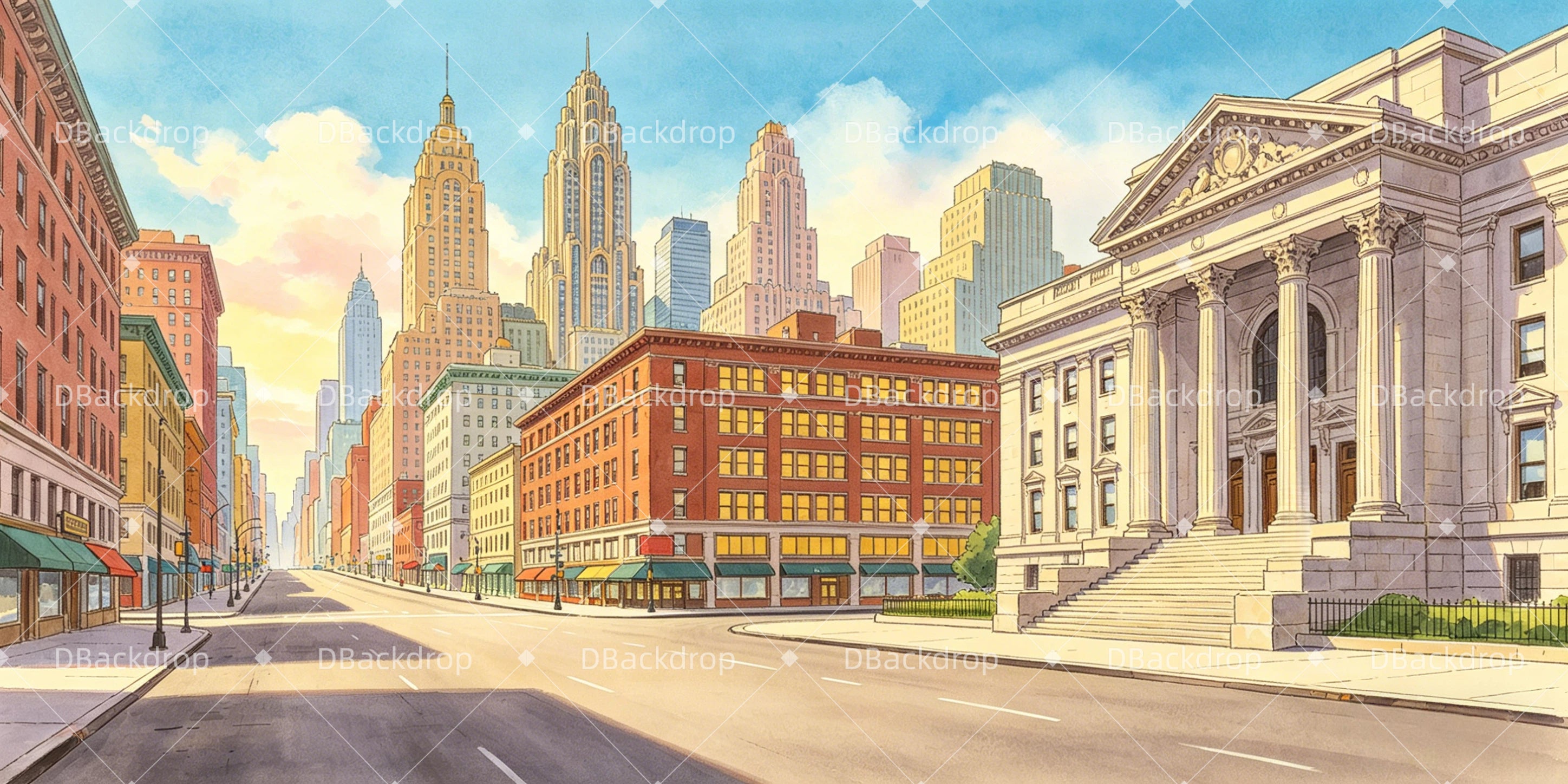 Movie Theater Backdrop New York Street Stage Backdrop Ideas UK GQ65-T27