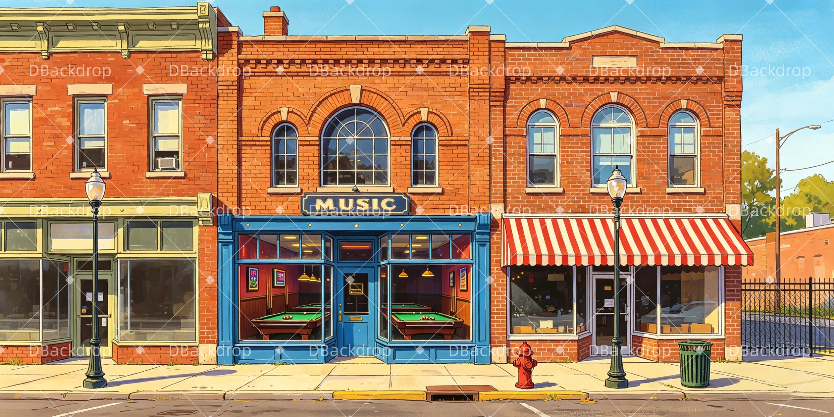 Stage Backdrop Small Town Street Theater Backdrops For Sale UK GQ65-T28