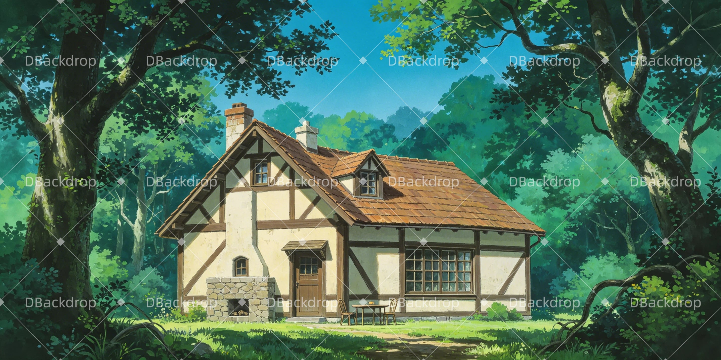 Performance Backdrop Rural Woods Cabin Theater Stage Backdrops UK GQ65-T34