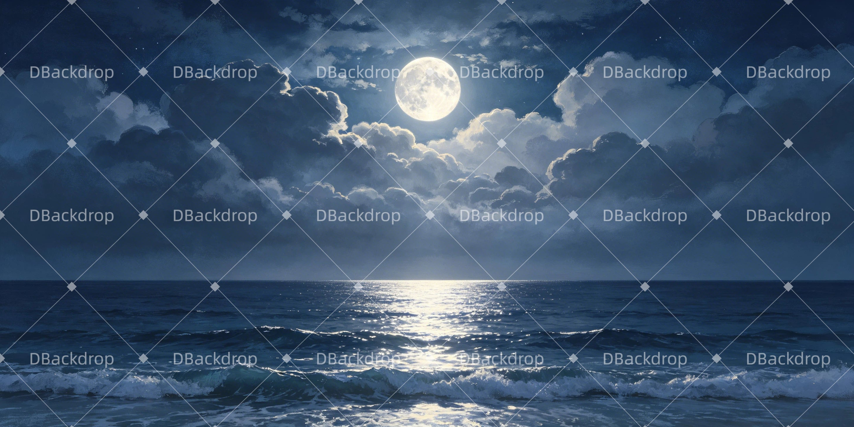 Theater Backdrop Moonlit Ocean Stage Backdrops For Sale UK GQ65-T37