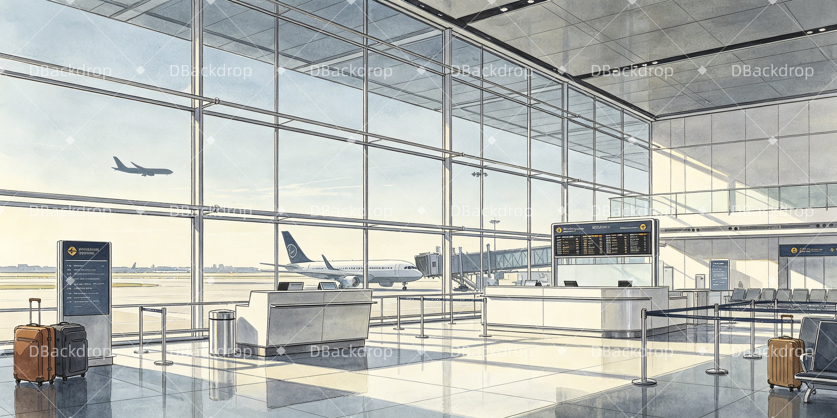 Performance Backdrops Airport Departure Hall Stage Backdrop UK GQ65-T41