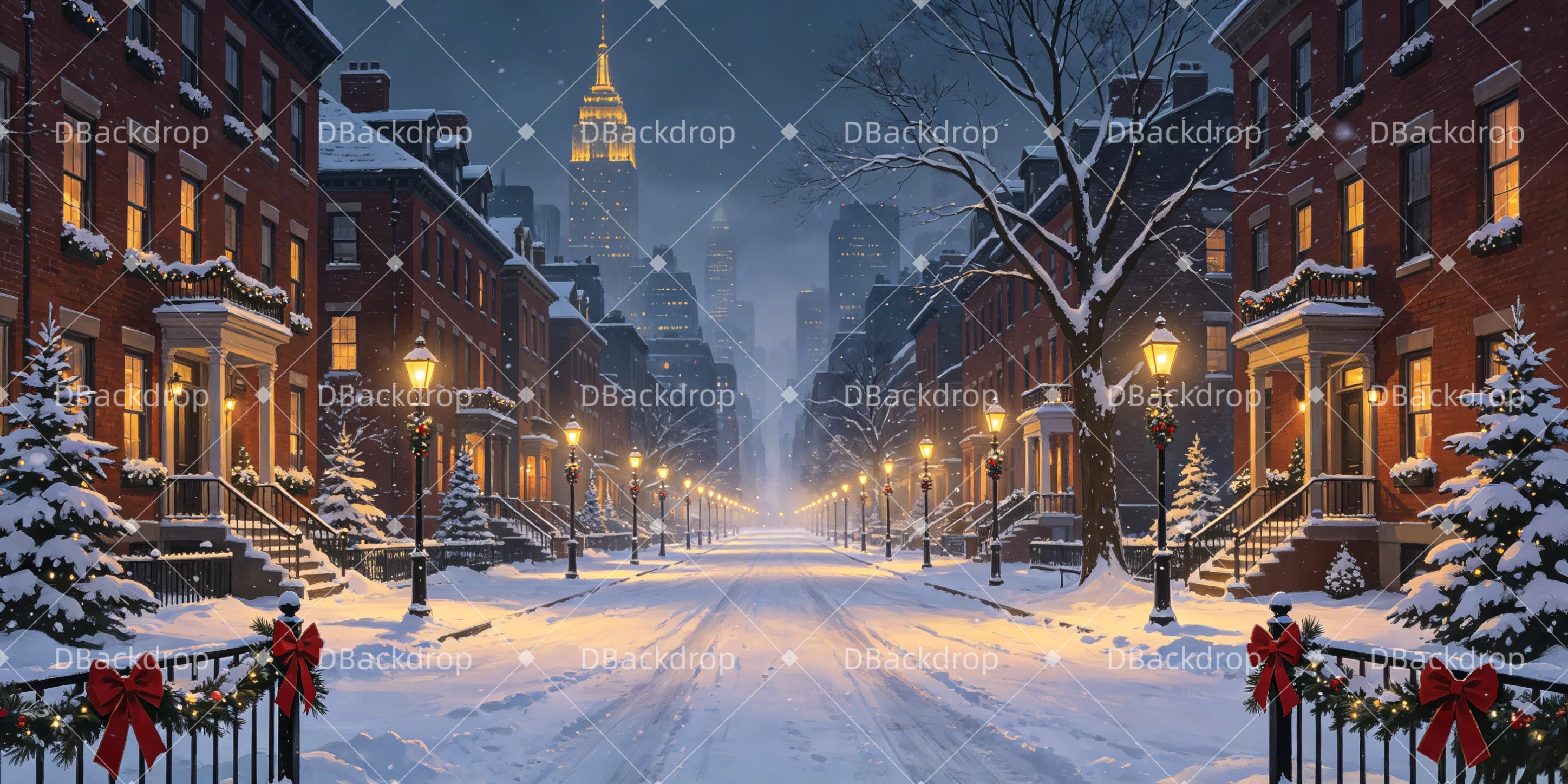 Movie Theater Backdrop Winter Snowy Street Stage Backdrop Ideas UK GQ65-T57