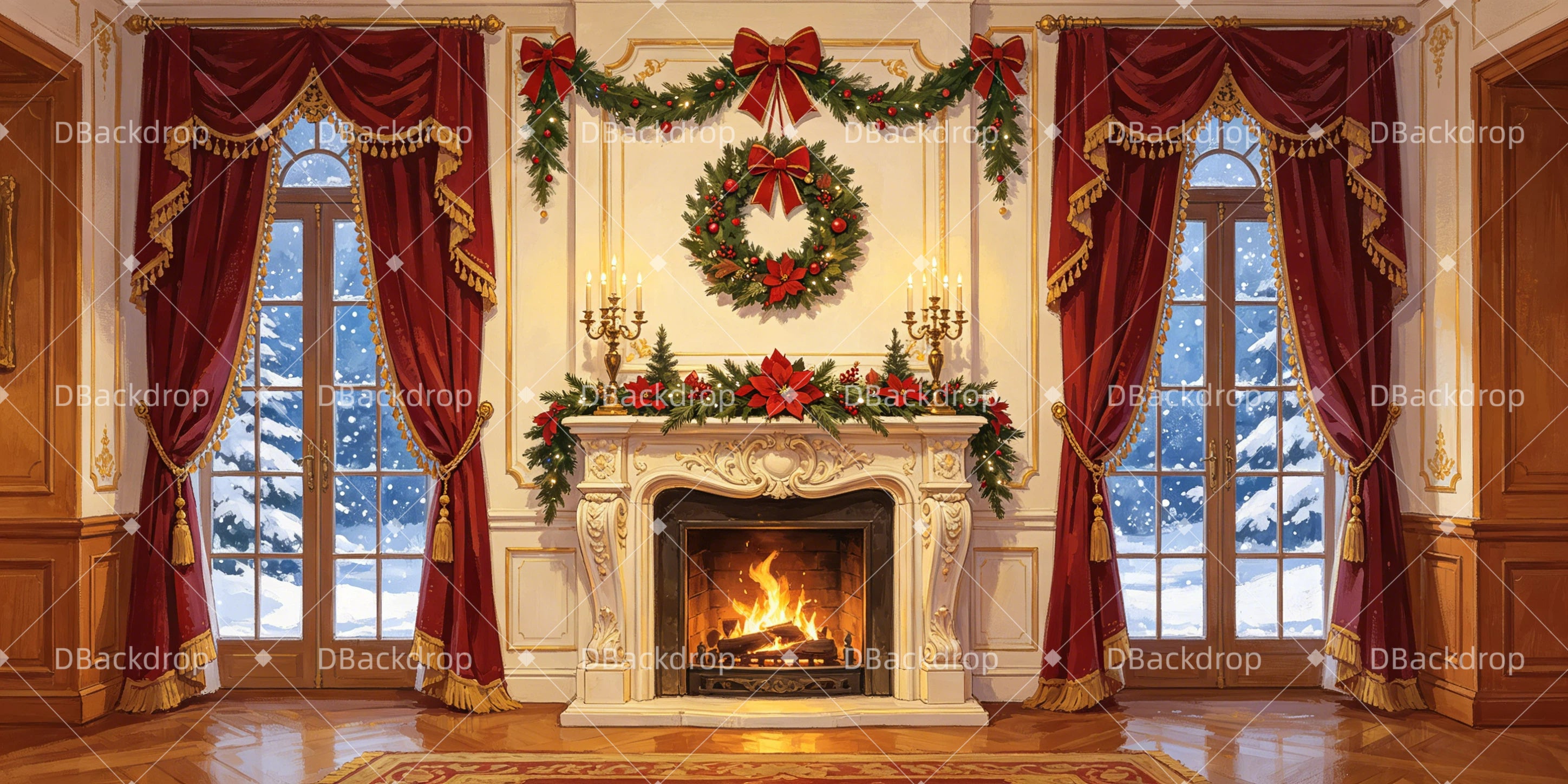 Dance Recital Backdrop Christmas Parlor Theater Stage Backdrops UK GQ65-T58