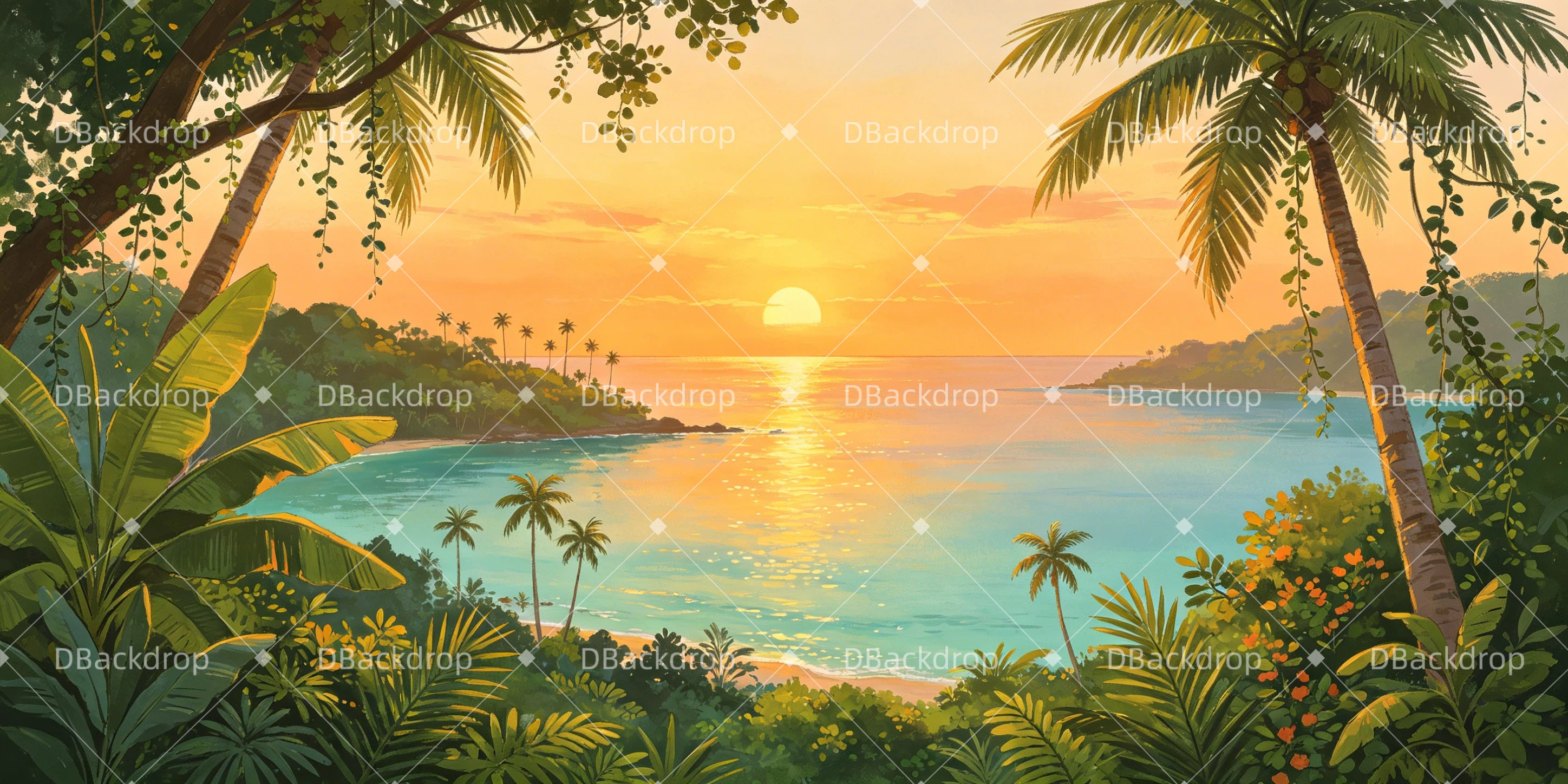 Performance Backdrop Rainforest Sunset Forest Stage Backdrop UK GQ65-T67