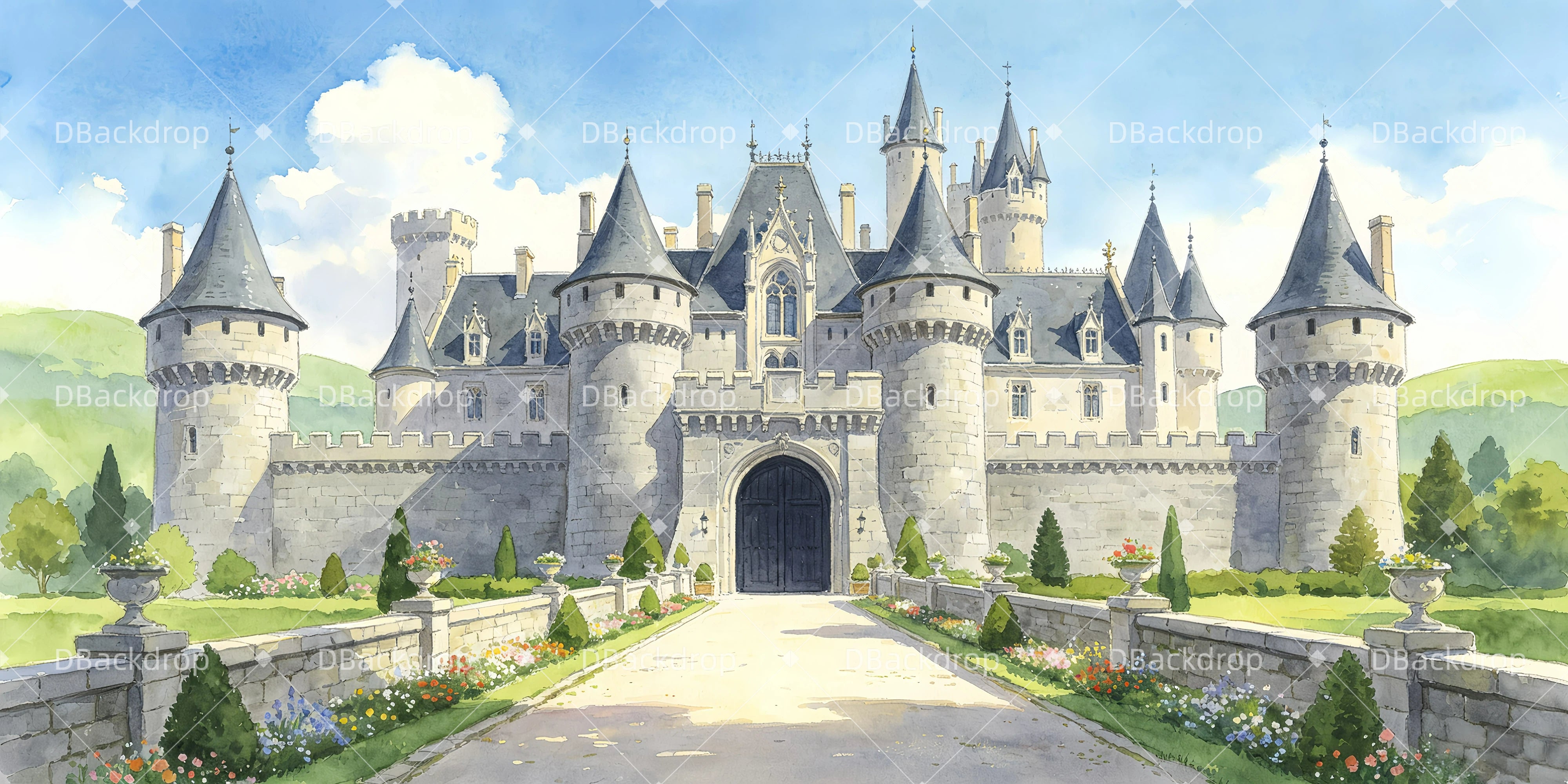 School Play Backdrops Magnificent Castle Performance Backdrop UK GQ65-T94