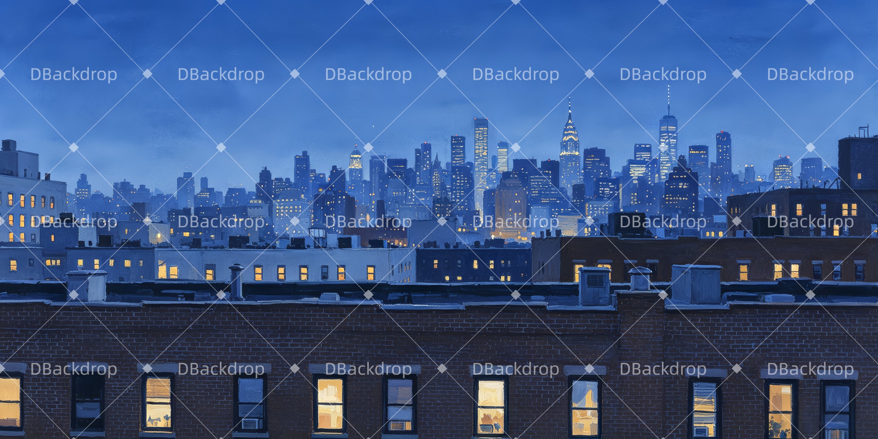 Stage Backdrop Nighttime City Rooftop Movie UK Theater Backdrop GQ66-T1