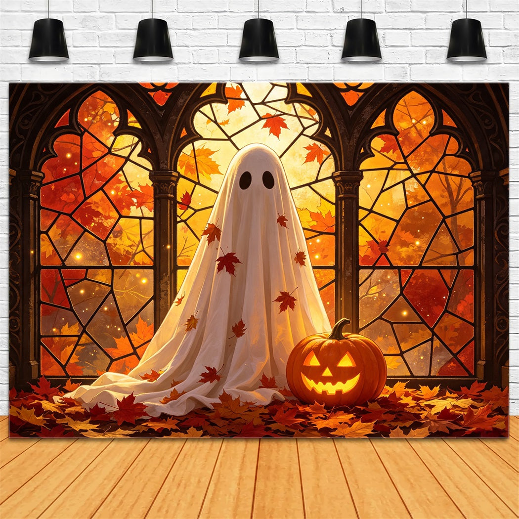 Ghost Stained Glass Backdrop Autumn Stained Glass Ghost Halloween Back Drops UK GQ67-107