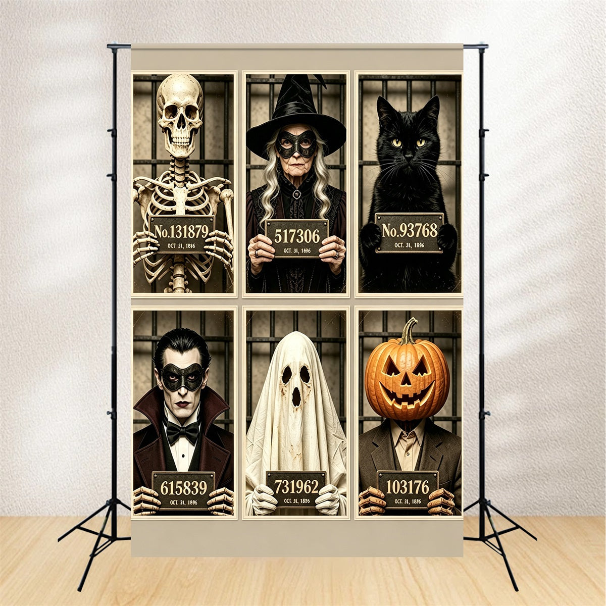 Halloween Mugshot Backdrop Vintage Monster Lineup Ghostbusters Backdrop UK GQ67-110