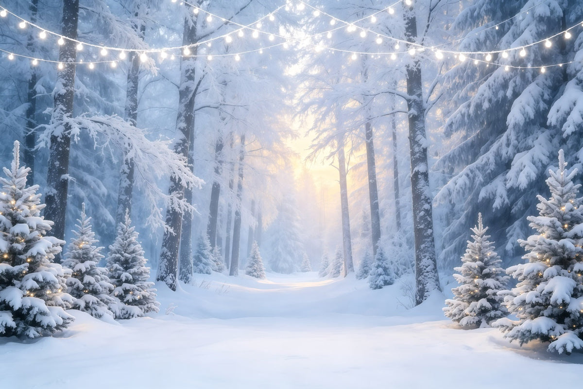 Winter Wonderland Christmas Backdrop Snowy Forest Path Photography Backdrops Christmas UK GQ68-130