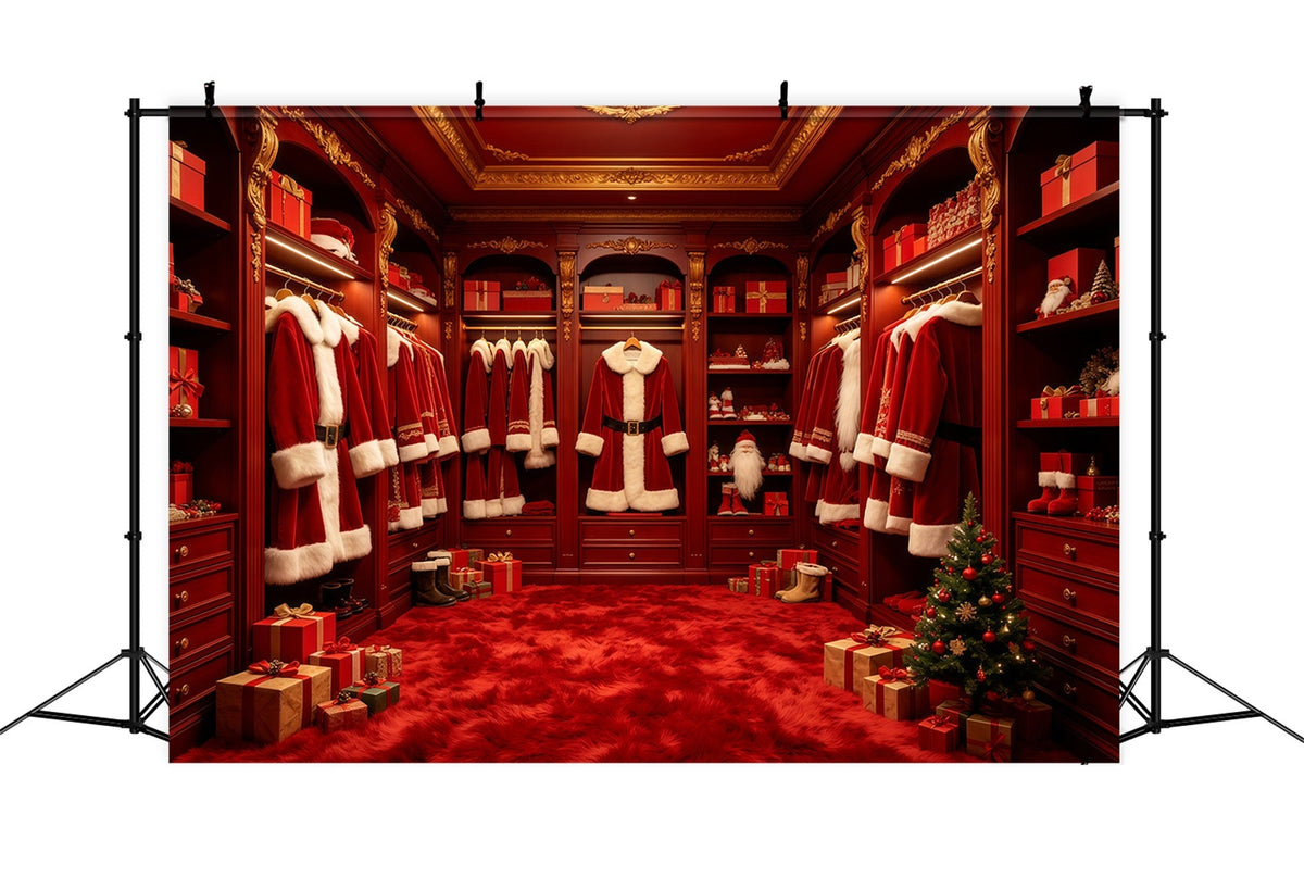 Christmas Santa Backdrop Red Santa Wardrobe Display Christmas Studio Backdrop UK GQ68-133