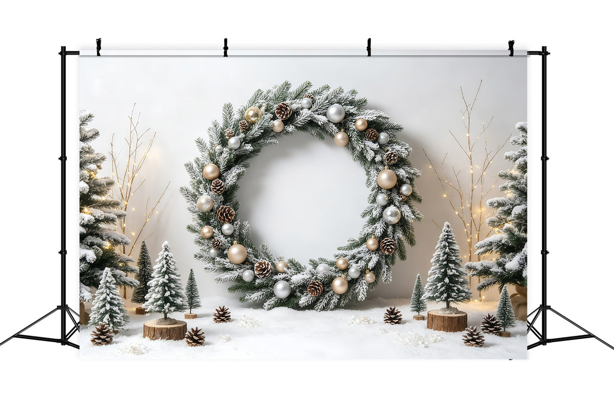 Christmas Wreath Backdrop Frosted Tree Winter Archway Christmas Wall Backdrops UK GQ68-58