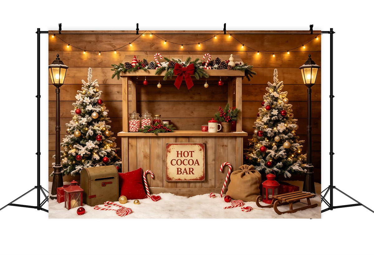 Christmas Party Backdrop Rustic Cocoa Bar Cabin Christmas Studio Backdrops UK GQ68-65