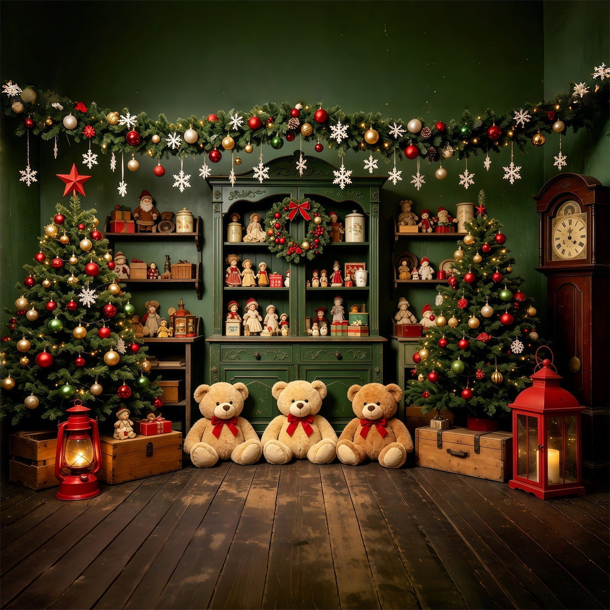 Christmas Kids Backdrop Dollhouse Toy Shelf Display Christmas Muslin Backdrops UK GQ68-77