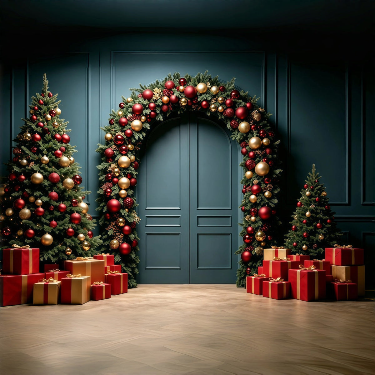 Christmas Wall Backdrop Luxury Garland Door Arch Christmas Studio Backdrop UK GQ68-96