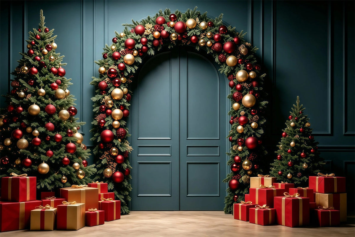 Christmas Wall Backdrop Luxury Garland Door Arch Christmas Studio Backdrop UK GQ68-96
