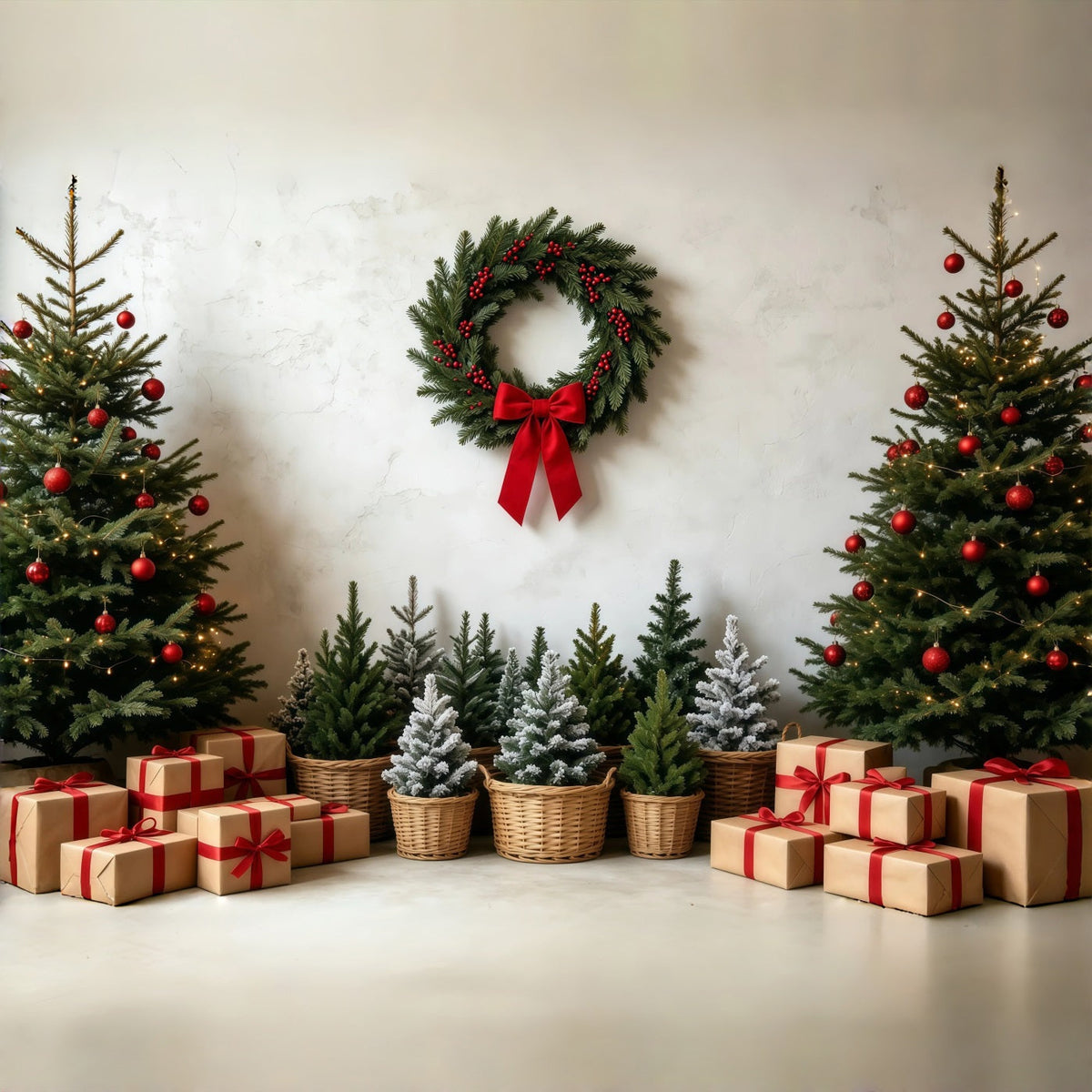Christmas Tree Backdrop Rustic Wreath Gift Display Studio Backdrops Christmas UK GQ68-99
