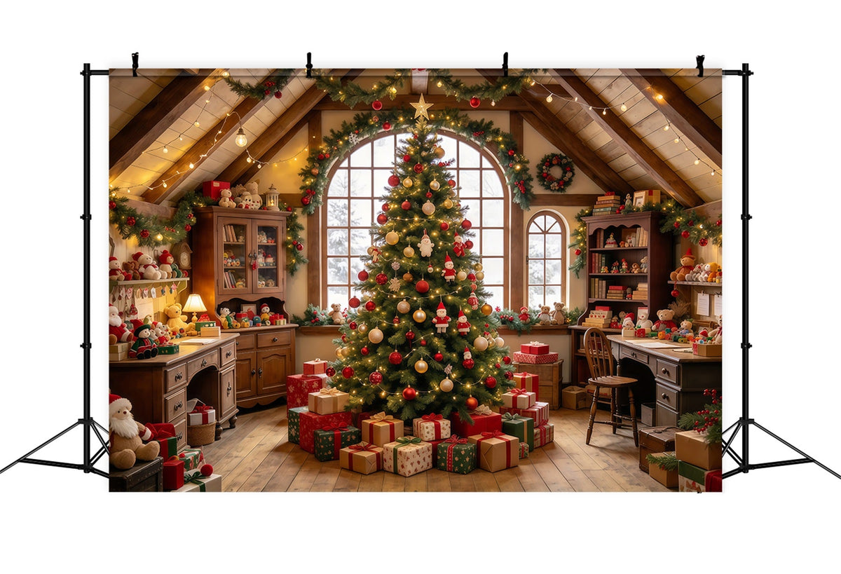 Santas Workshop Backdrops Cozy Toy Room Interior Santa's House Backdrop UK GQ69-112
