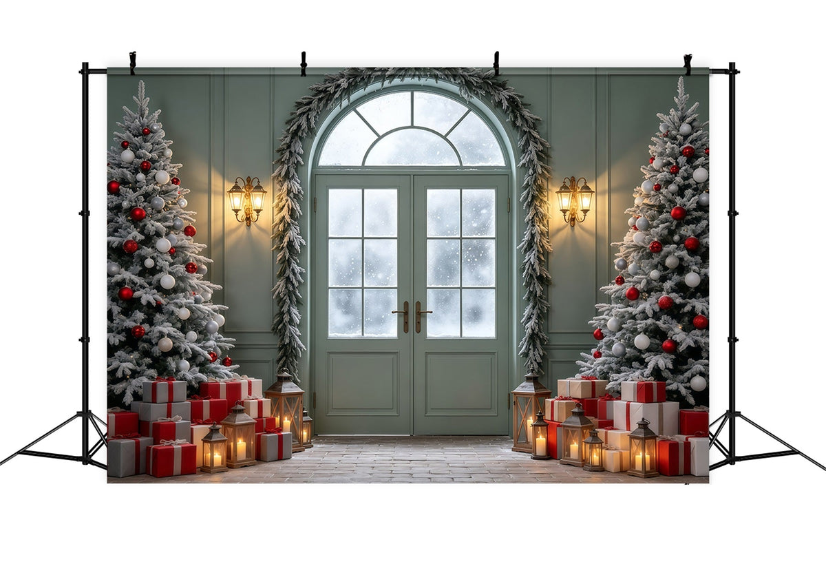 Christmas Themed Backdrops Frosted Arch Door Display Christmas Photo Backdrop UK GQ69-19