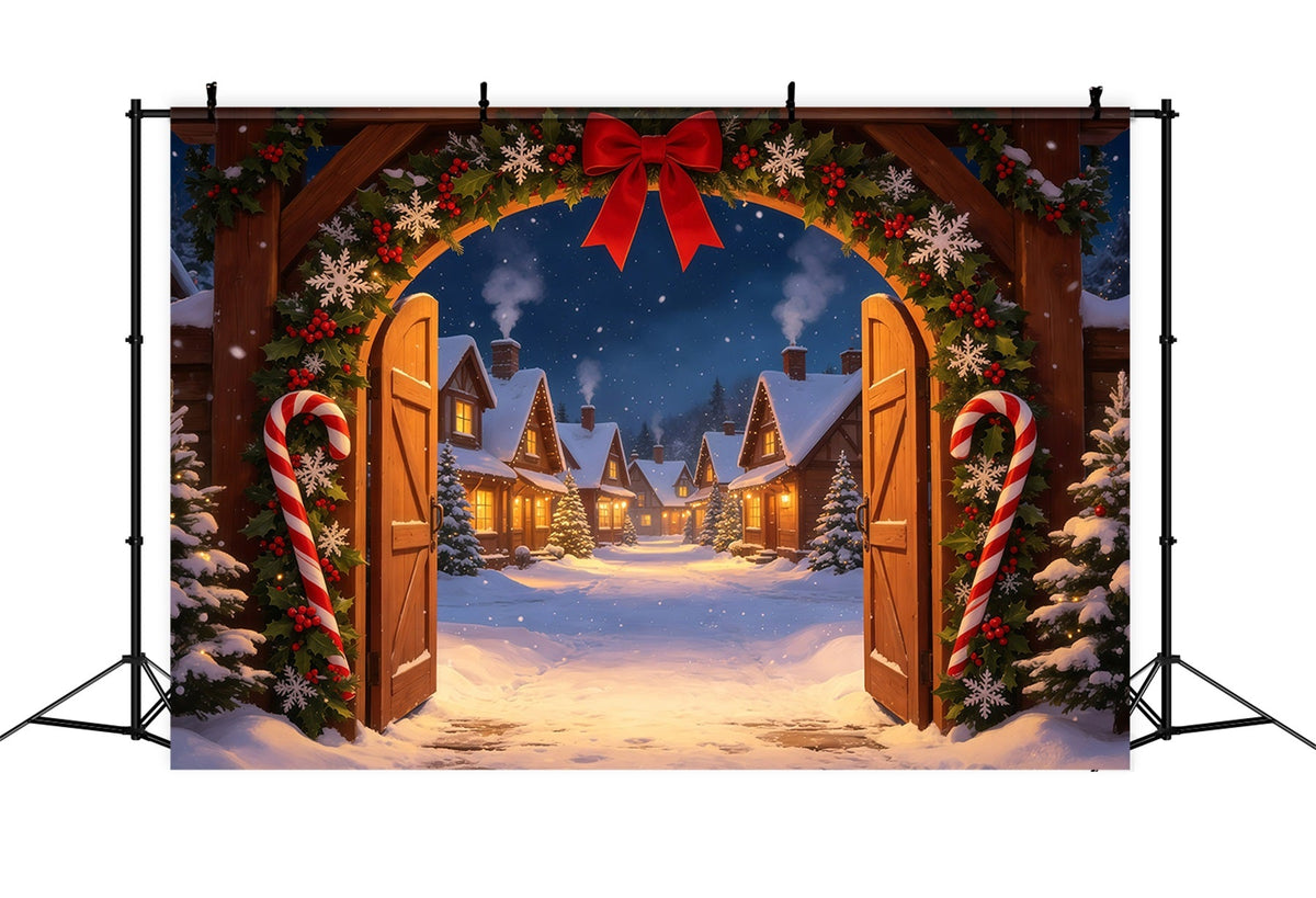 Candyland Christmas Backdrop Candy Cane Village Gateway Christmas Photo Backdrops UK GQ69-20