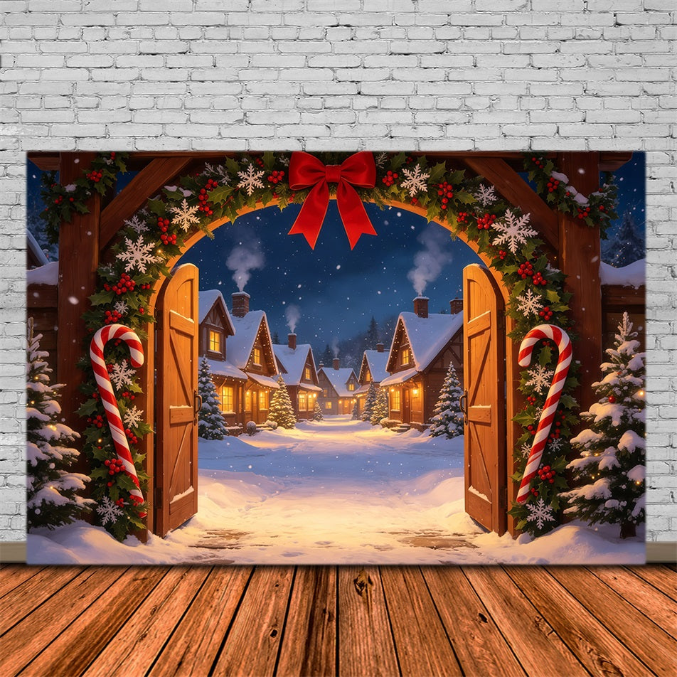 Candyland Christmas Backdrop Candy Cane Village Gateway Christmas Photo Backdrops UK GQ69-20