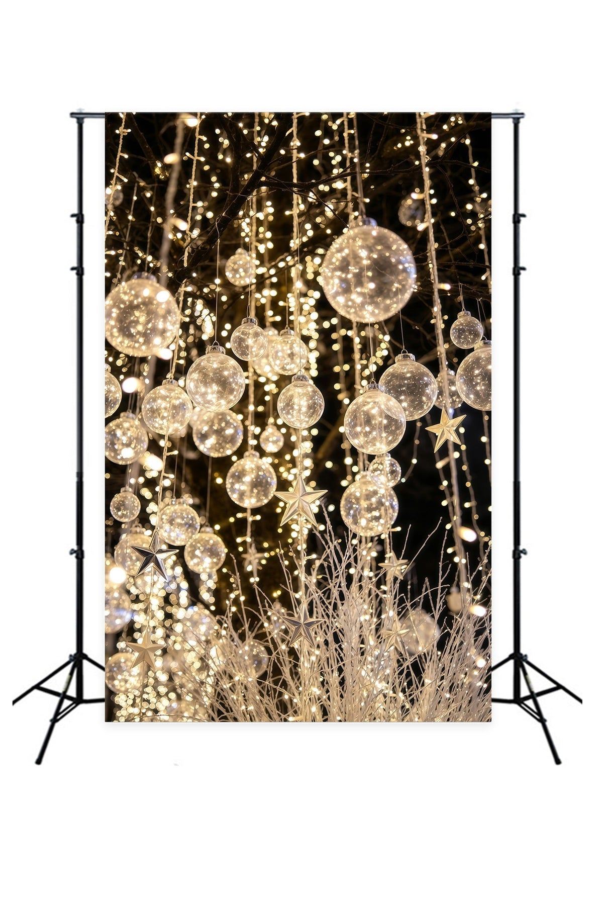Christmas Lights Backdrop Glowing Crystal Ornament Photography Christmas Backdrops UK GQ69-30