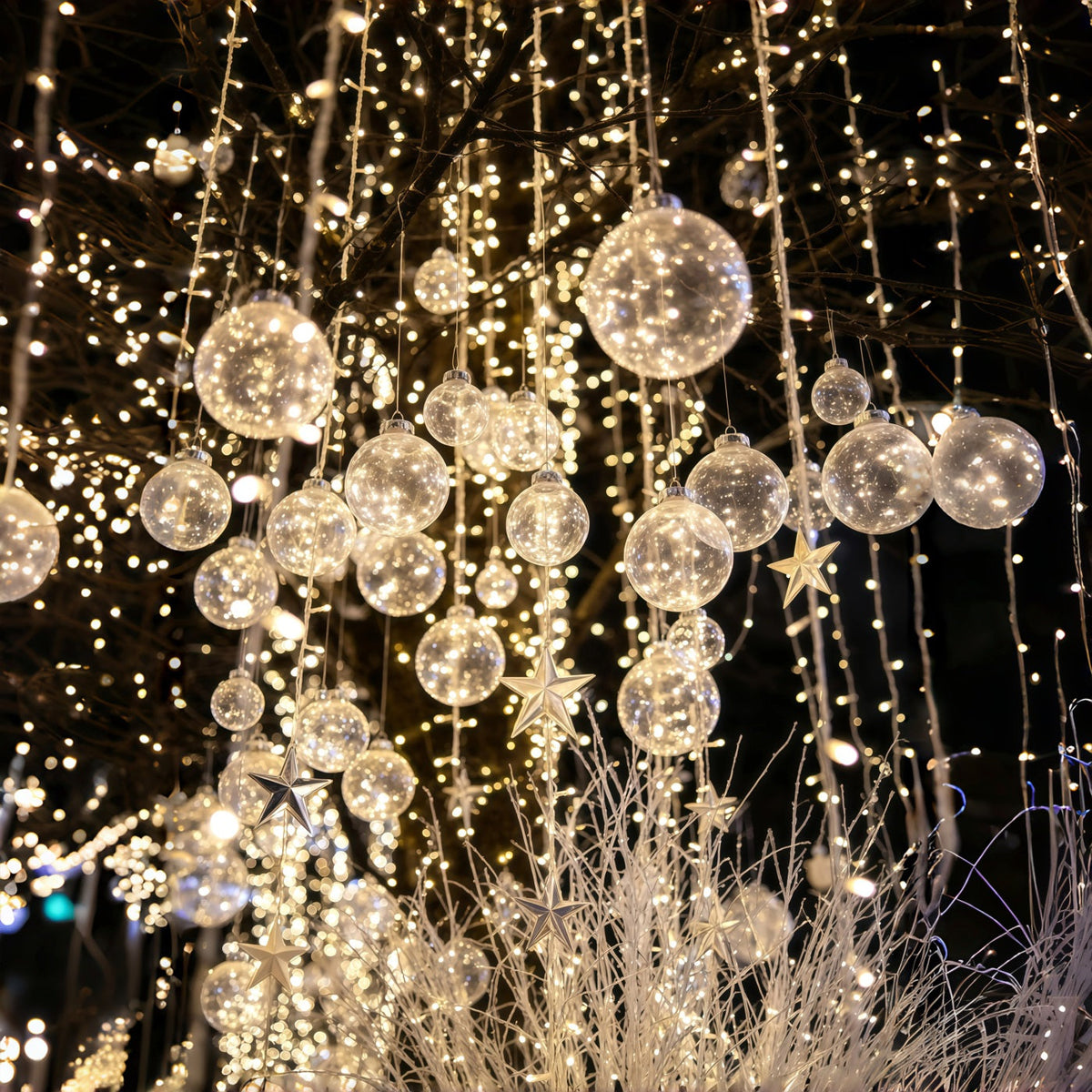 Christmas Lights Backdrop Glowing Crystal Ornament Photography Christmas Backdrops UK GQ69-30