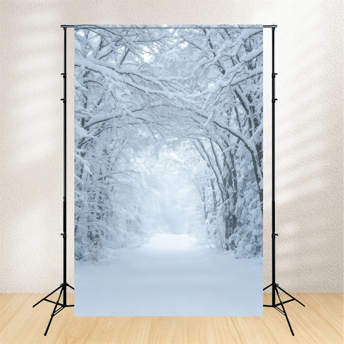 Winter Christmas Backdrop Snowy Forest Pathway Tunnel Christmas Studio Backdrops UK GQ69-43