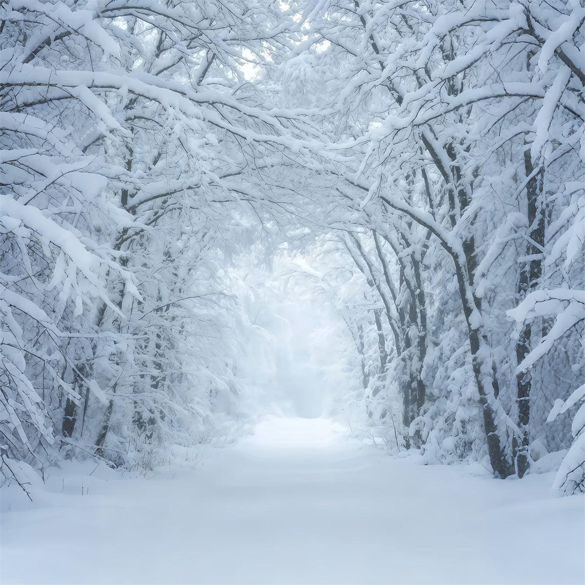 Winter Christmas Backdrop Snowy Forest Pathway Tunnel Christmas Studio Backdrops UK GQ69-43