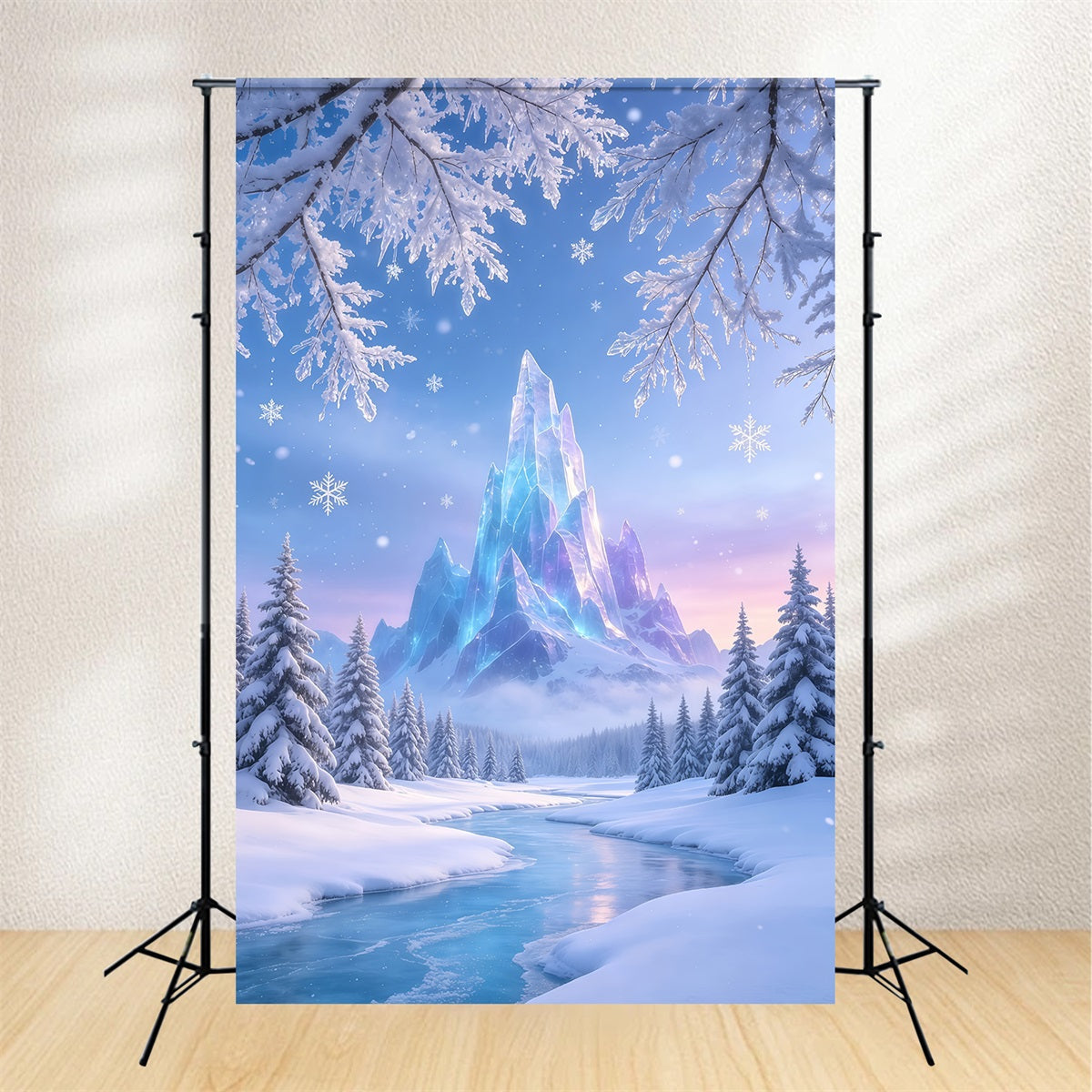Christmas Wonderland Backdrop Frozen Crystal Mountain Professional Christmas Backdrop UK GQ69-50