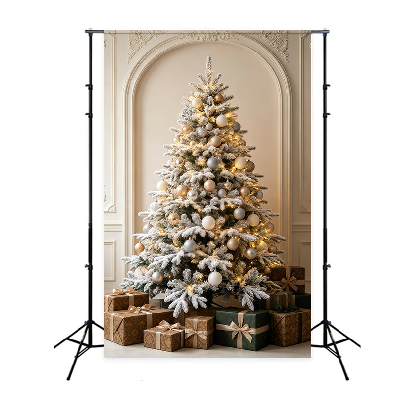 Christmas Ornament Backdrop Snowy White Tree Fireplace Room Backdrop Christmas UK GQ69-60
