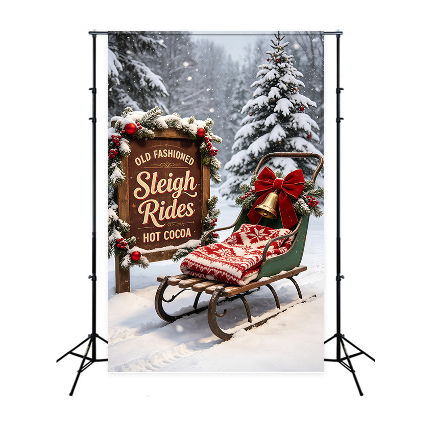 Christmas Sleigh Backdrop Vintage Library Tree Room Professional Christmas Backdrops UK GQ69-62