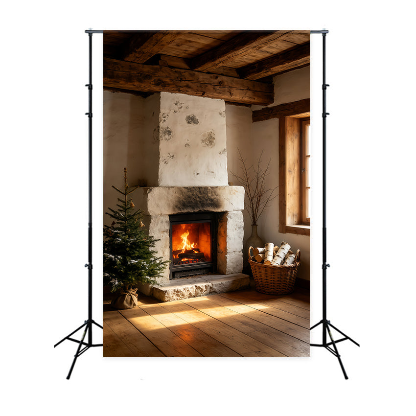 Country Christmas Backdrop Rustic Cottage Door Wreaths Photo Backdrop Christmas UK GQ69-64