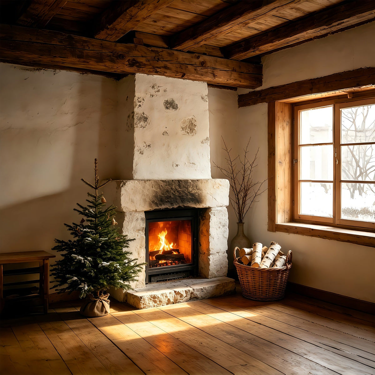 Country Christmas Backdrop Rustic Cottage Door Wreaths Photo Backdrop Christmas UK GQ69-64