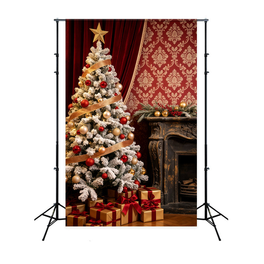 Realistic Christmas Backdrop Elegant Red Velvet Tree Large Christmas Backdrop UK GQ69-68