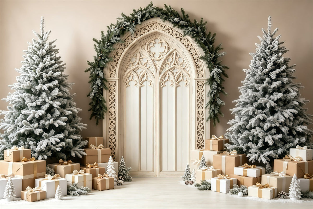 Christmas Arch Backdrop Ivory Gothic Archway Wall Christmas Backdrop UK GQ69-7