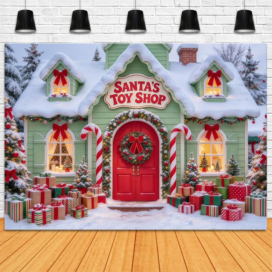 Santa's Toy Shop Backdrop Snowy Santa Toy Shop Backdrop For Santa UK GQ69-77