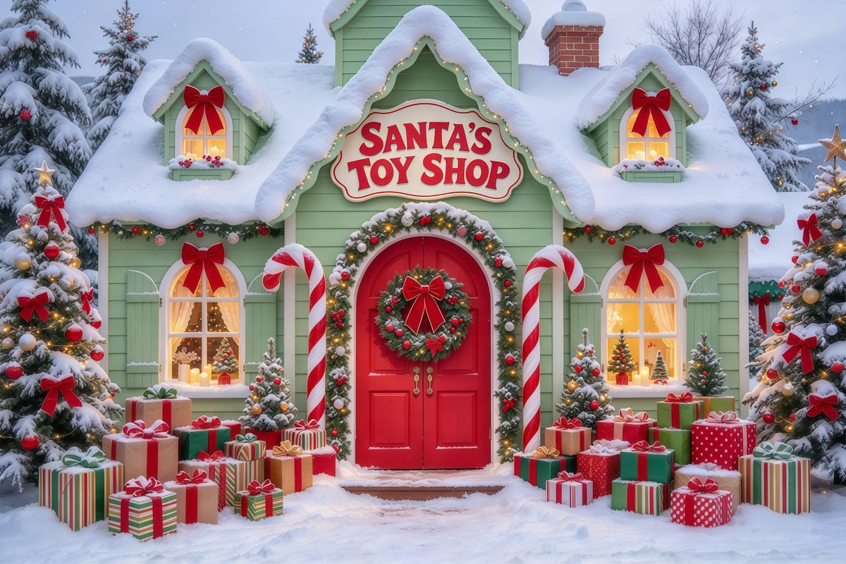 Santa's Toy Shop Backdrop Snowy Santa Toy Shop Backdrop For Santa UK GQ69-77