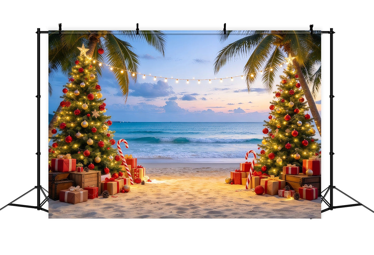Christmas Backdrop Australia Tropical Beach Tree Display Christmas 3d Backdrop UK GQ69-78