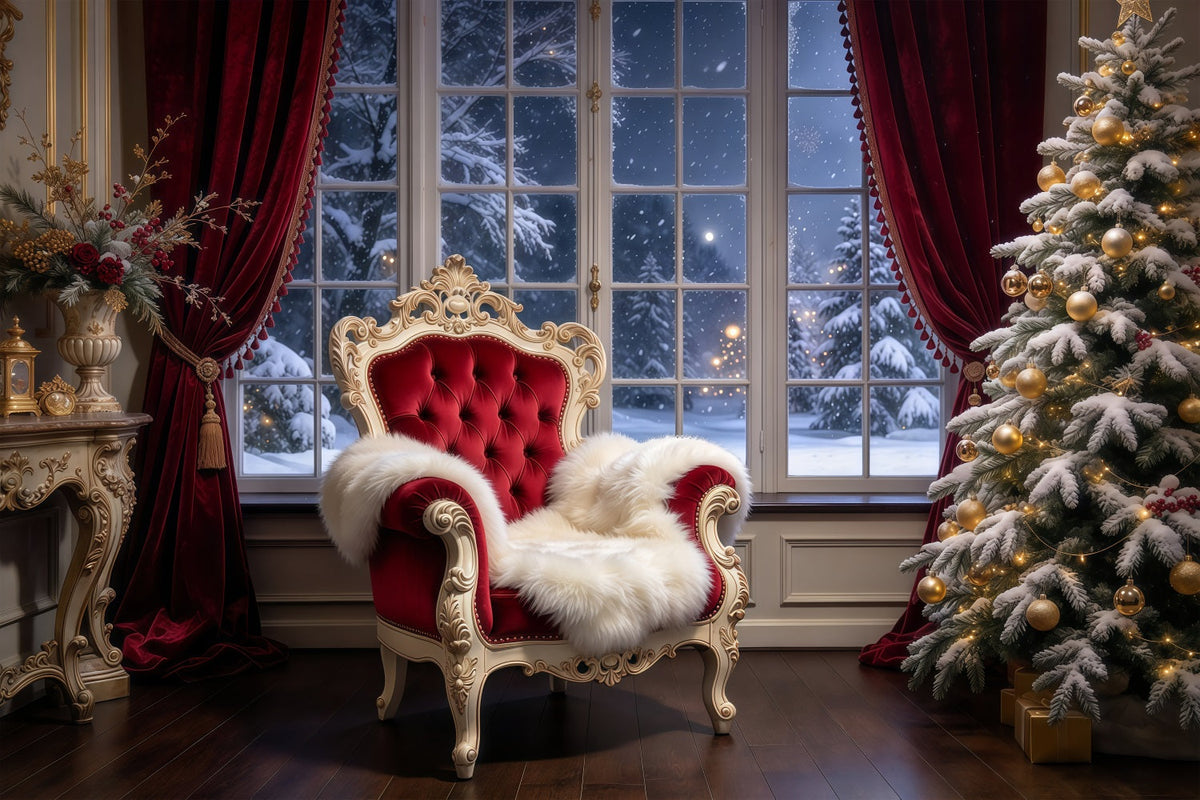 Santa Chair Backdrop Royal Velvet Chair Portrait Santa House Backdrop UK GQ69-85