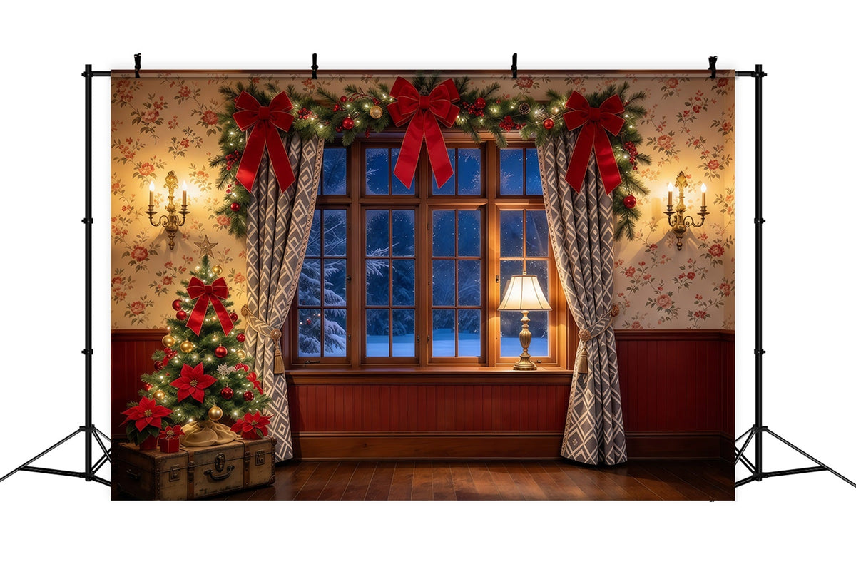 A Christmas Story Photo Backdrop Cozy Bow Window Decor Festive Christmas Backdrop UK GQ69-97