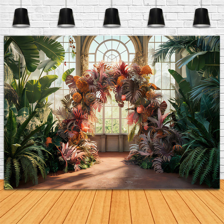 Maternity Backdrop Rustic Tropical Foliage Arch Backdrop UK GTY2-19