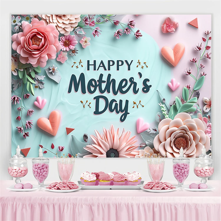 Mother's Day Backdrop Pastel Floral Elegant Heart Backdrop UK GTY3-139