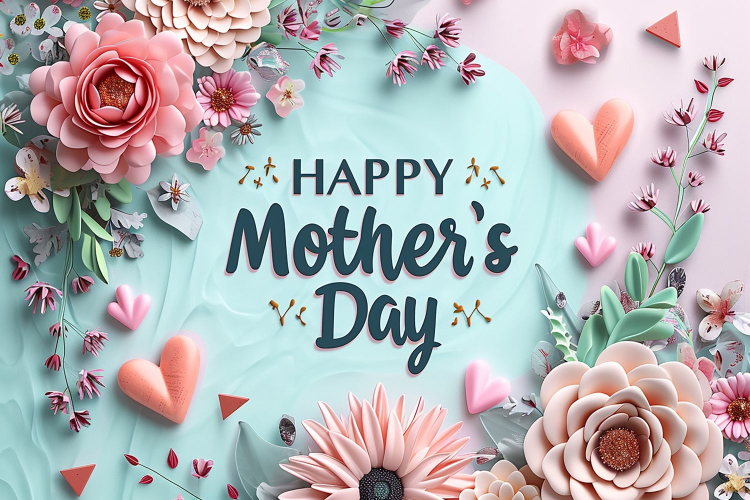 Mother's Day Backdrop Pastel Floral Elegant Heart Backdrop UK GTY3-139