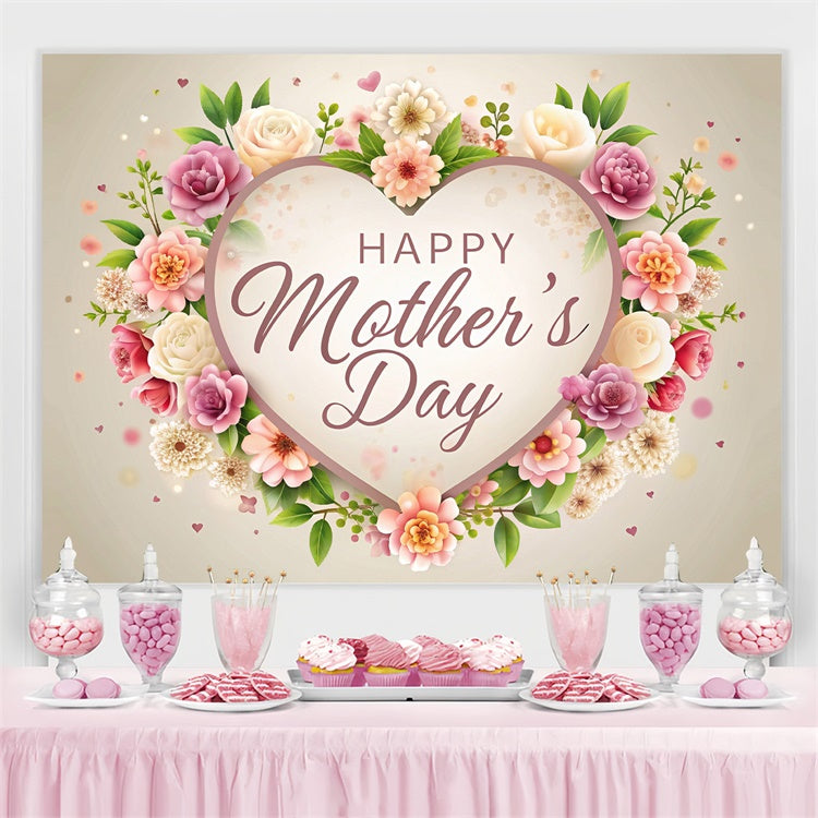 Mother's Day Backdrop Ideas Heart-Shaped Floral Wreath Backdrop UK GTY3-140